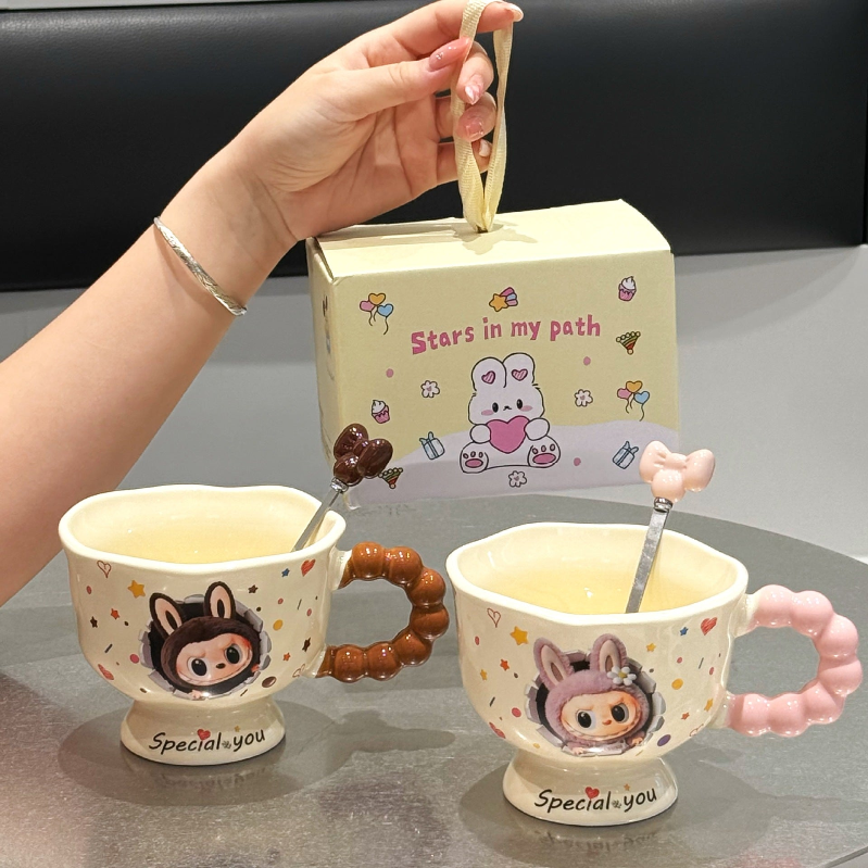 Labb Aesthetic Ceramic Couple Mugs - Perfect Birthday & Souvenir Gift for Her,Pair of Couple Mugs