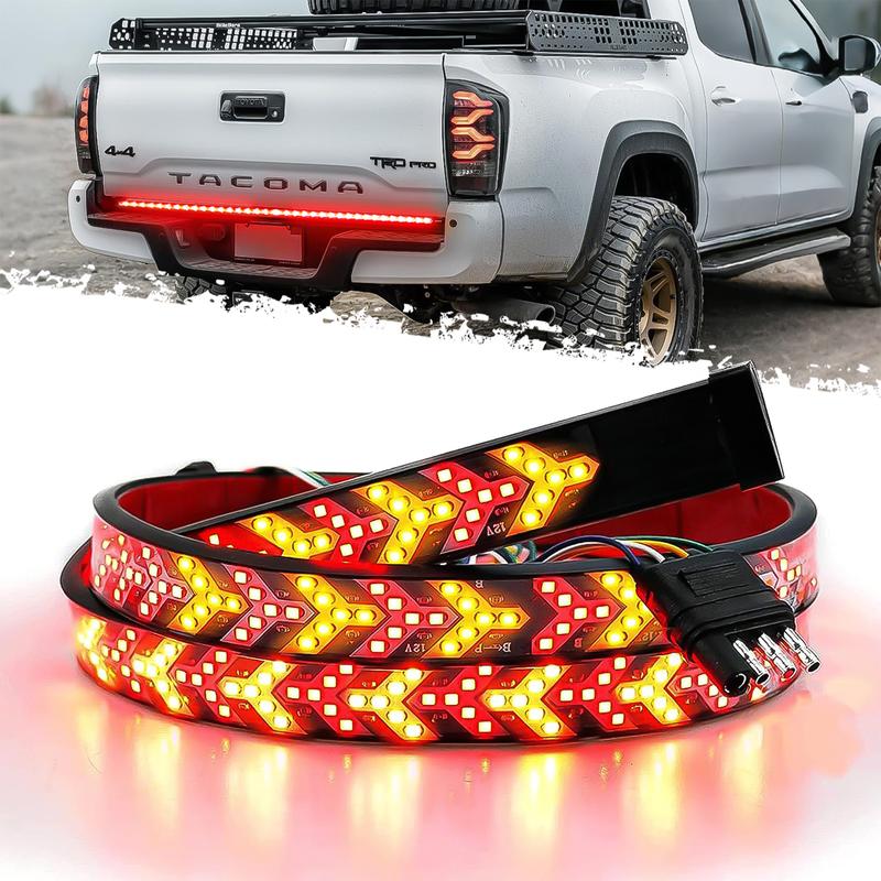 Pickup Truck Bone-Shape Light Bar, 48/60 Inch, High Brightness, Scanning Mode, Dual-Color, with Turn Signal & Brake Light Functions