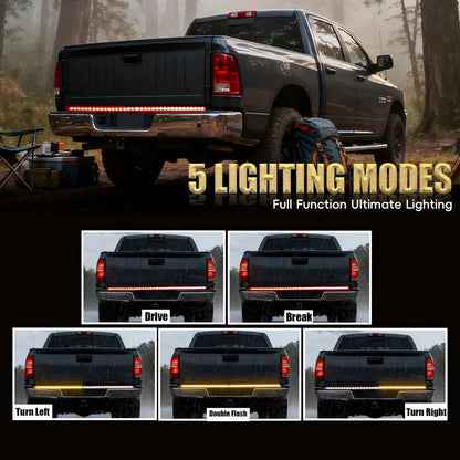 Pickup Truck Bone-Shape Light Bar, 48/60 Inch, High Brightness, Scanning Mode, Dual-Color, with Turn Signal & Brake Light Functions