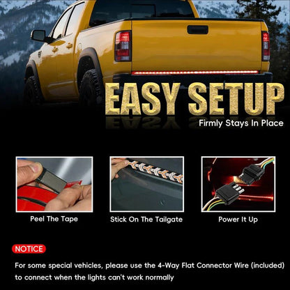 Pickup Truck Bone-Shape Light Bar, 48/60 Inch, High Brightness, Scanning Mode, Dual-Color, with Turn Signal & Brake Light Functions