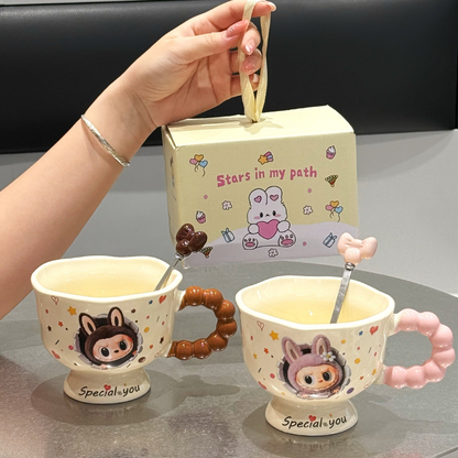 Labb Aesthetic Ceramic Couple Mugs - Perfect Birthday & Souvenir Gift for Her,Pair of Couple Mugs