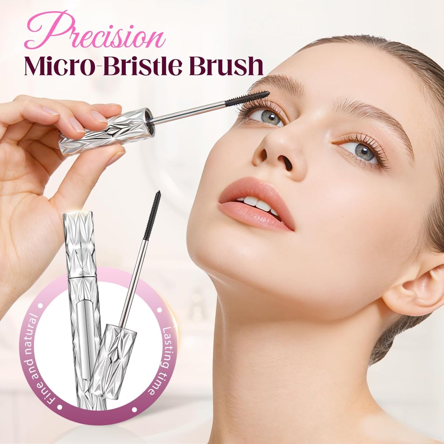 Eyelash Primer, Tubular Eyelash Primer, 2026 New Steel Tube Mascara Primers, Volumizing Mascara for Daily Makeup, Metal Wand Mascara Black for Women