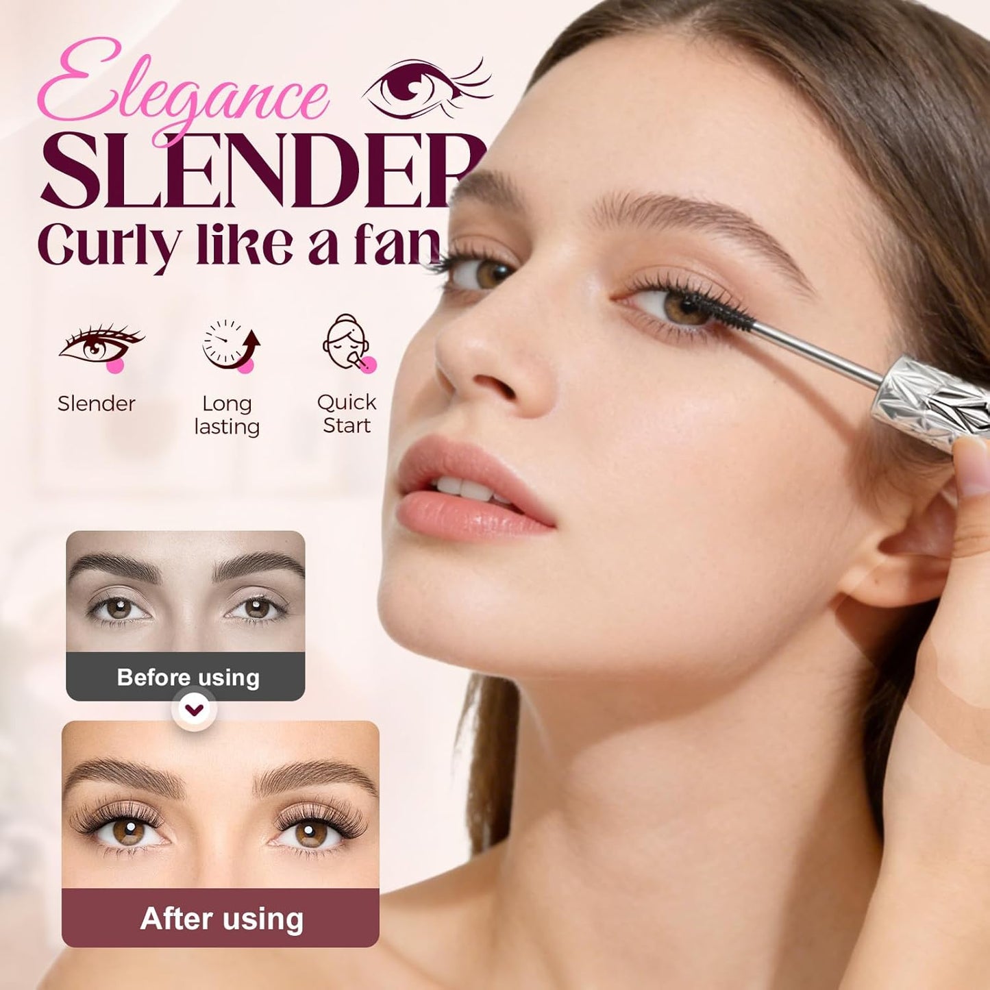 Eyelash Primer, Tubular Eyelash Primer, 2026 New Steel Tube Mascara Primers, Volumizing Mascara for Daily Makeup, Metal Wand Mascara Black for Women