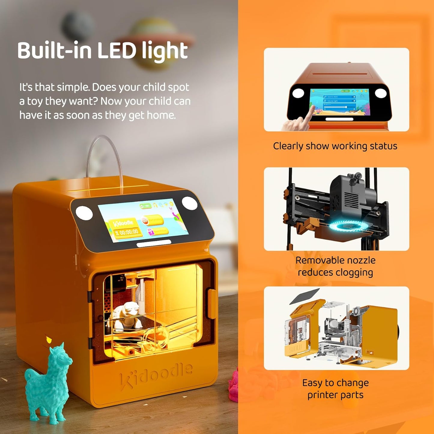 🥳3D Printer for Kids, Safe for Children, Toy 3D Printer, STEM Learning Mate, Wi-Fi & App Control, Weekly Update Toy Library, Touch Screen🆓 Includes 16 PLA Filaments for Home & School Use