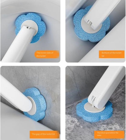 Upgrade Disposable Toilet Brush, Disposable Toilet Cleaning Set with Holder & Refills, Extended Handle Bowl Brush for Hygienic Bathroom Maintenance