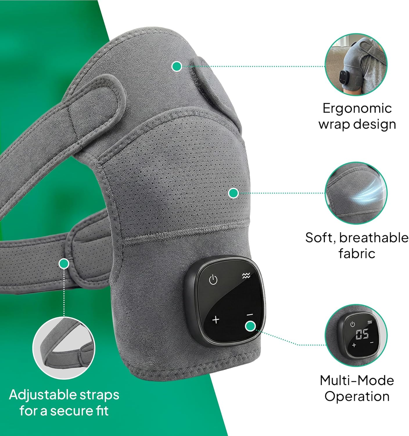 💪Triple Method Shoulder Massager – The Official Triple Shoulder Massager – Adjustable Shoulder Brace for Relaxation, Muscle Comfort & at-Home – Shoulder Relaxing Massage