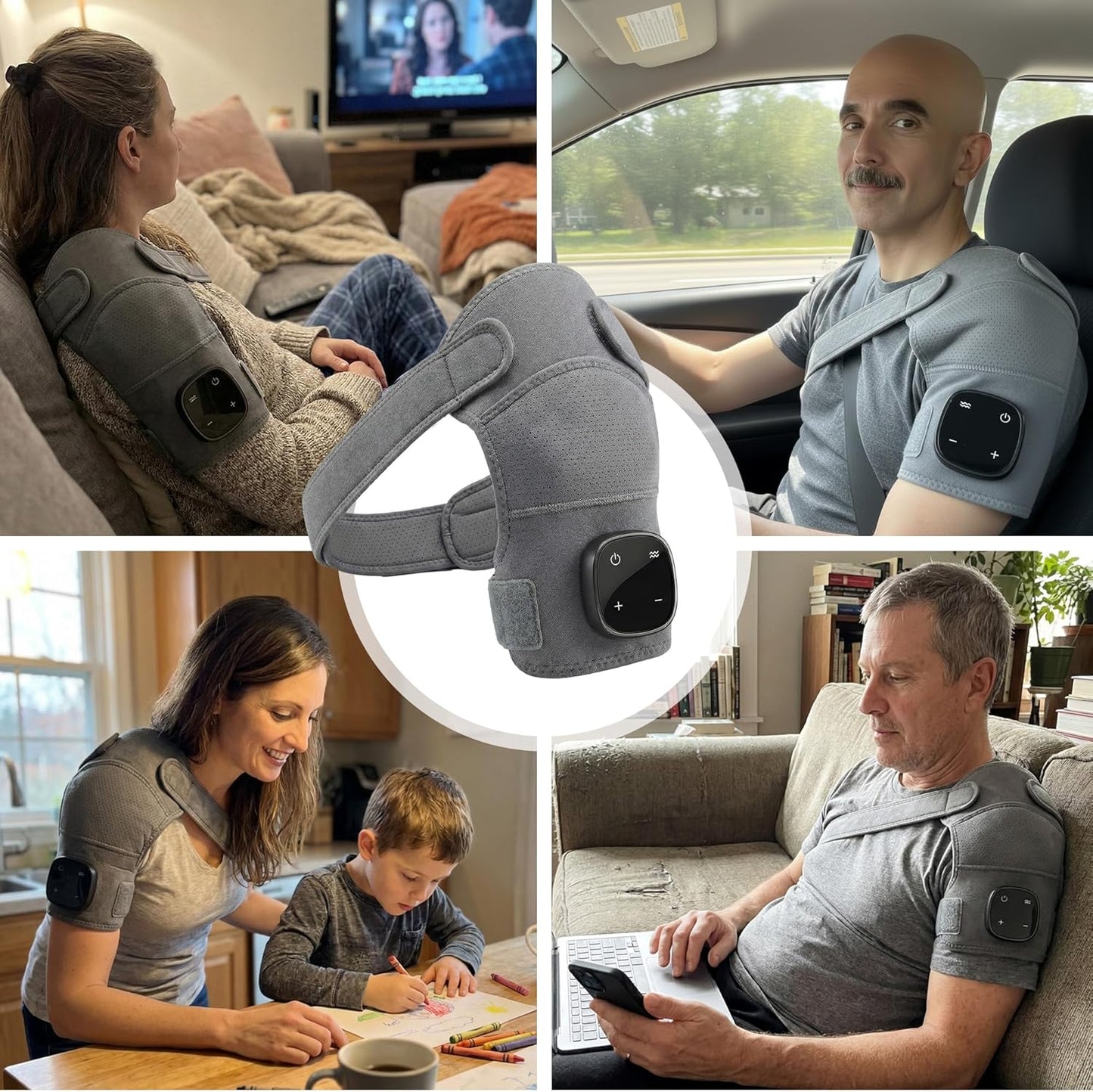 💪Triple Method Shoulder Massager – The Official Triple Shoulder Massager – Adjustable Shoulder Brace for Relaxation, Muscle Comfort & at-Home – Shoulder Relaxing Massage