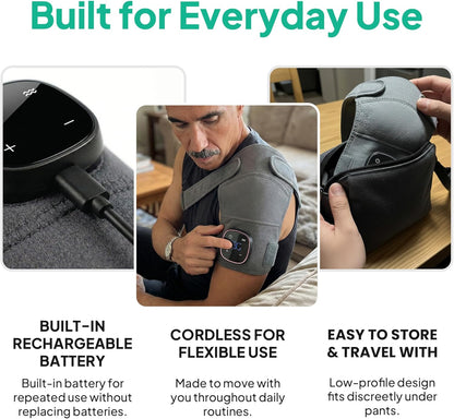 💪Triple Method Shoulder Massager – The Official Triple Shoulder Massager – Adjustable Shoulder Brace for Relaxation, Muscle Comfort & at-Home – Shoulder Relaxing Massage