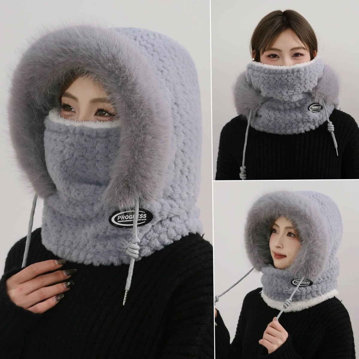 Velvet Sherpa Hood Ski Mask Wind-Resistant Balaclava Winter Fleece Ski Mask for Men and Women