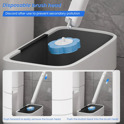 Disposable Toilet Brush Set — Built-In Cleaner & 120 Refills