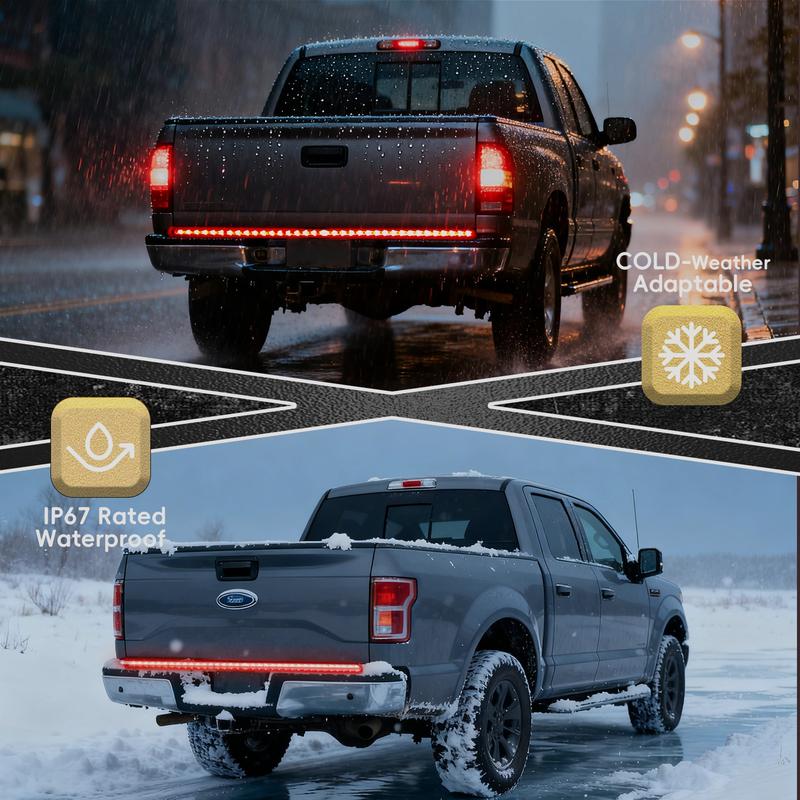 Pickup Truck Bone-Shape Light Bar, 48/60 Inch, High Brightness, Scanning Mode, Dual-Color, with Turn Signal & Brake Light Functions